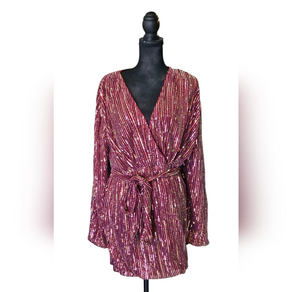 Faeriesty Sequin Faux Wrap Dress
